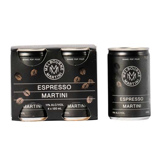 4 pack of Melbourne Martini Espresso Martini on a white background Cocktail Delivery 